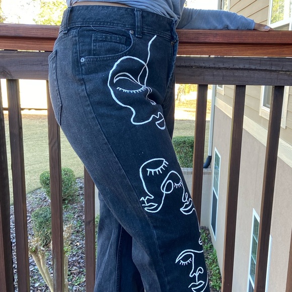 Vintage custom hand painted Lee Rider’s jeans - Picture 2 of 6